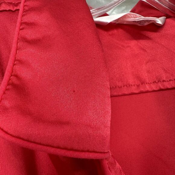 Victorias Secret Angles Pajama Top Satin Solid Red Long Sleeve Button Up Size L - Picture 10 of 13